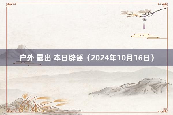 户外 露出 本日辟谣（2024年10月16日）