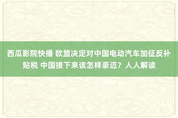 西瓜影院快播 欧盟决定对中国电动汽车加征反补贴税 中国接下来该怎样豪迈？人人解读