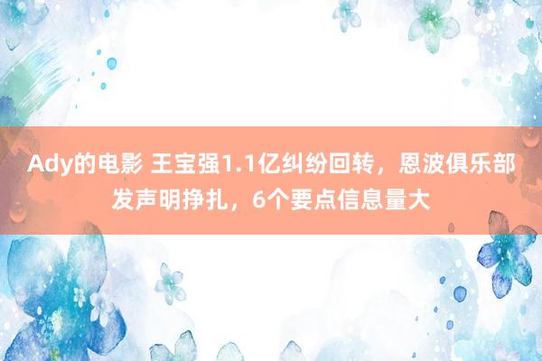 Ady的电影 王宝强1.1亿纠纷回转，恩波俱乐部发声明挣扎，6个要点信息量大