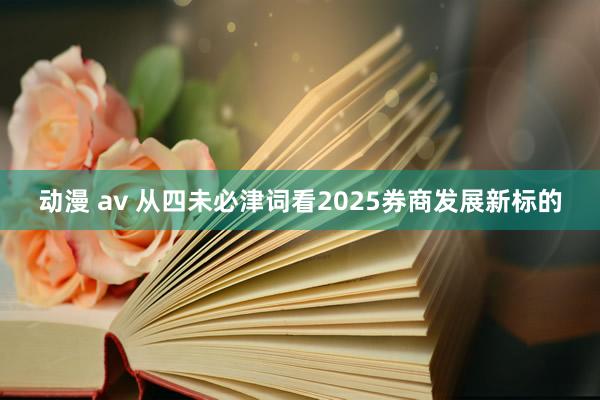 动漫 av 从四未必津词看2025券商发展新标的