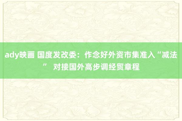 ady映画 国度发改委：作念好外资市集准入“减法”  对接国外高步调经贸章程