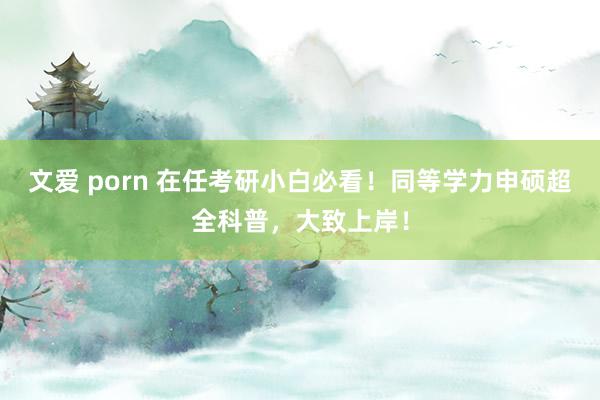 文爱 porn 在任考研小白必看！同等学力申硕超全科普，大致上岸！